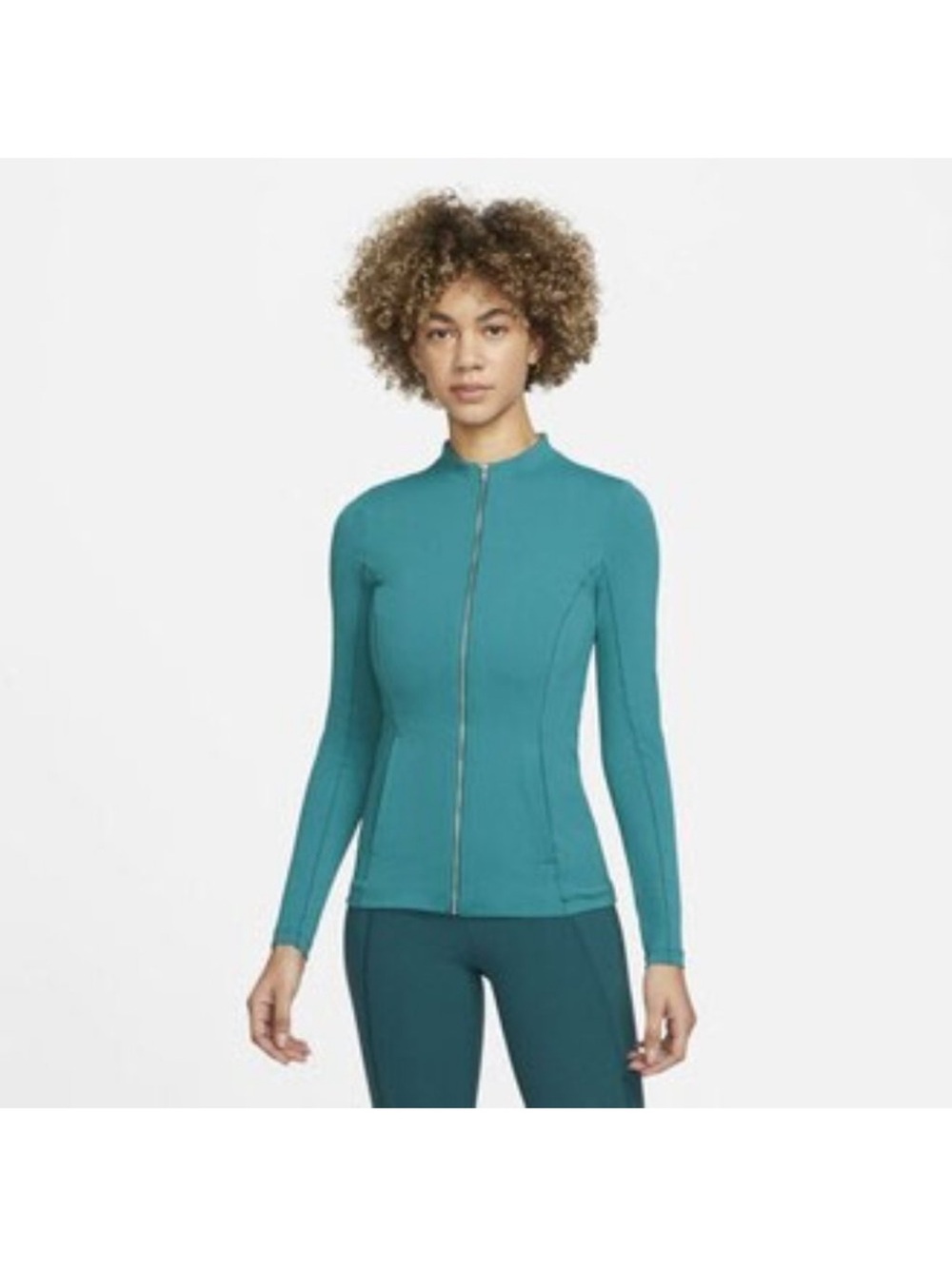 Nike Yoga Dri-Fit Full Zip Tight Fit Track Jacket in Teal - Picture 8 of 9